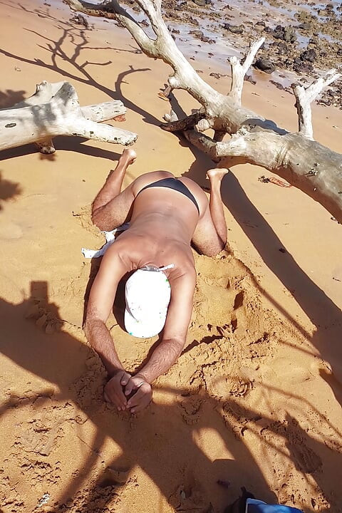 Ladysilva on the beach in panties with her hot ass