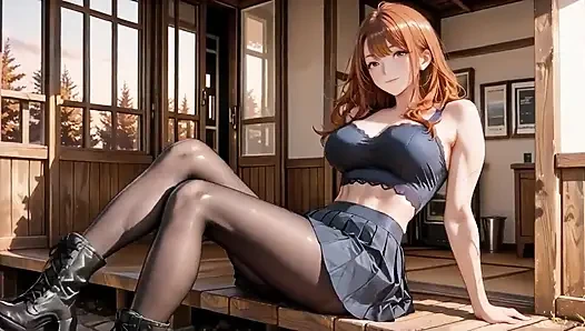 Sesi bohongan hentai onee-san - toket besar memantul, kegilaan menetes