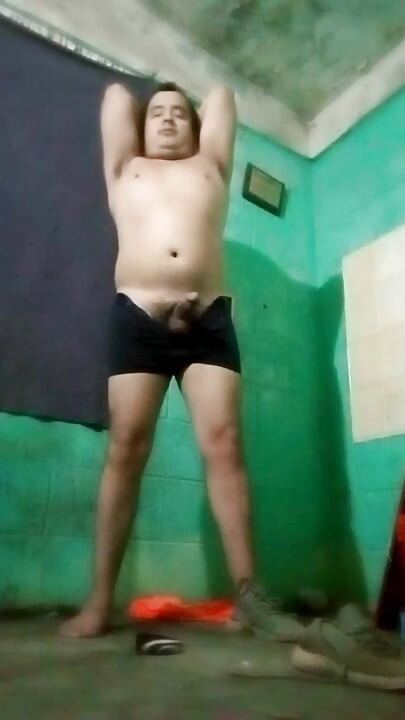 Jesus in boxer without shirt Pulling his penis
