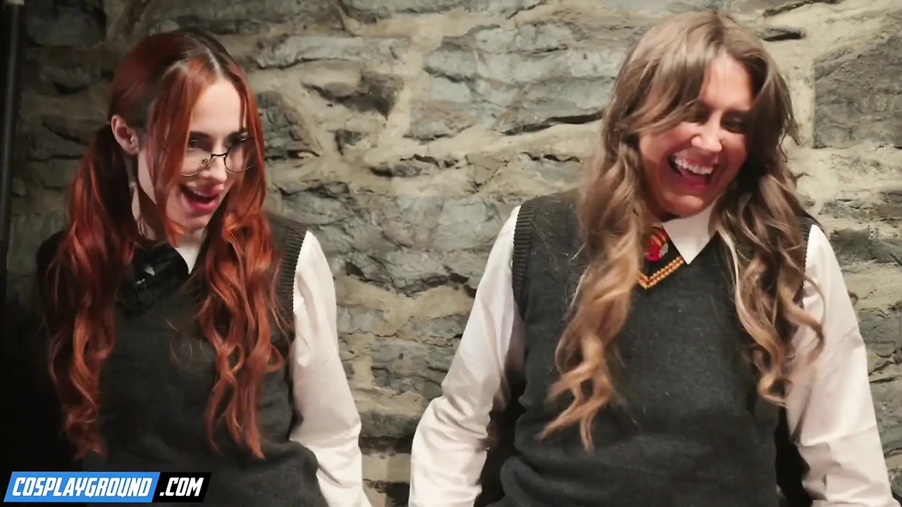 Selina Bentz as Hermione and Audrey Reid as Moaning Myrtle Take Turns on a Lucky Wizard's Hard Cock - Harry Potter Porn Parody