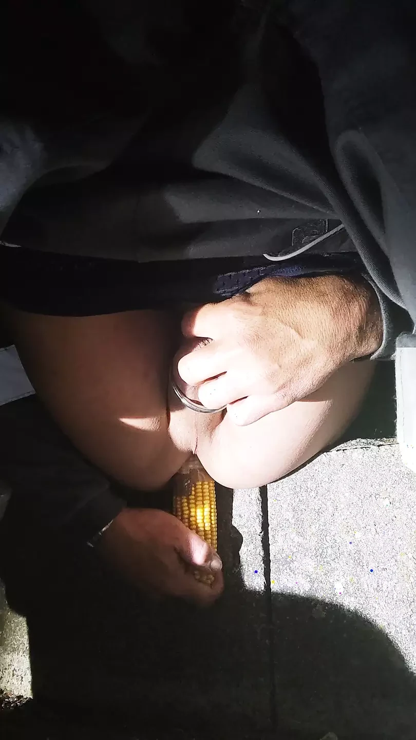 Anal at Work with Corn Cob