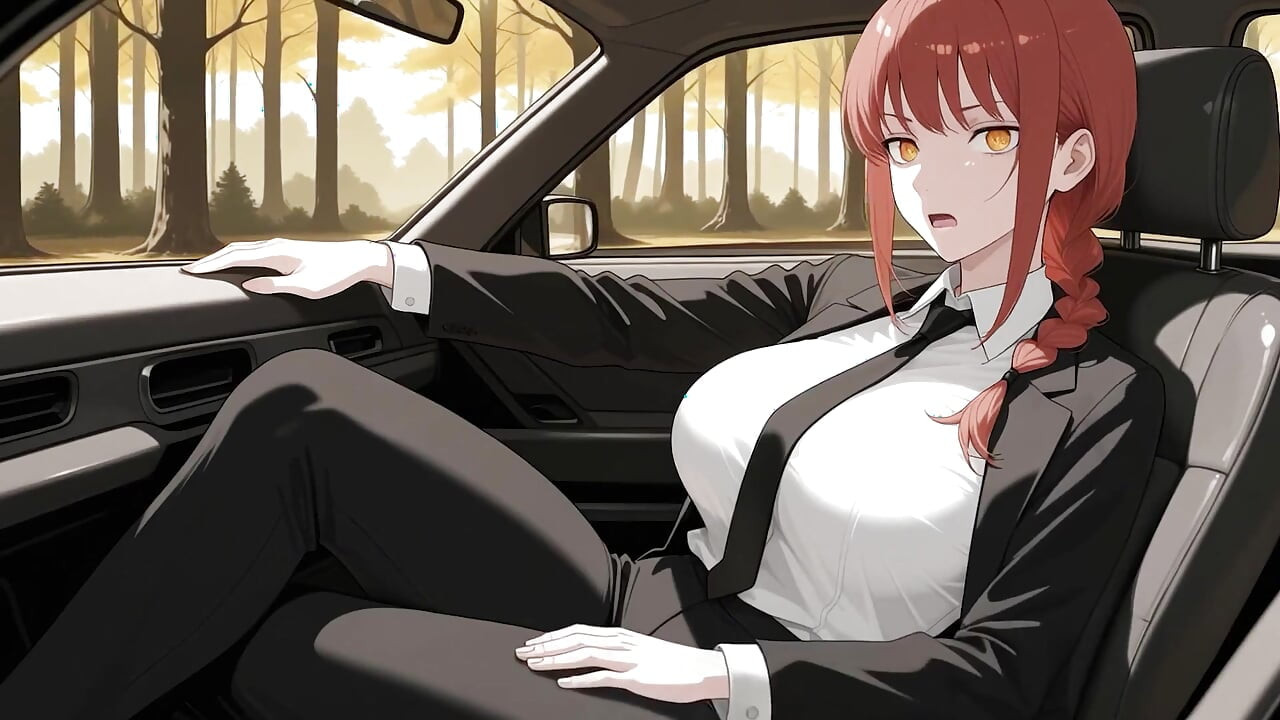 Makima fode no carro a caminho do trabalho! Homem de motosserra sem censura hentai gerado por ia
