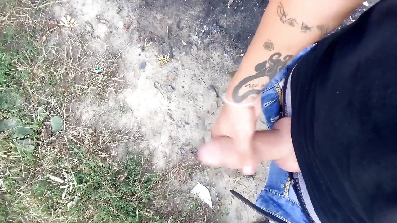 6 Outdoor Places Jerking in One Day and Big and Far Cumshot on a Path Edging