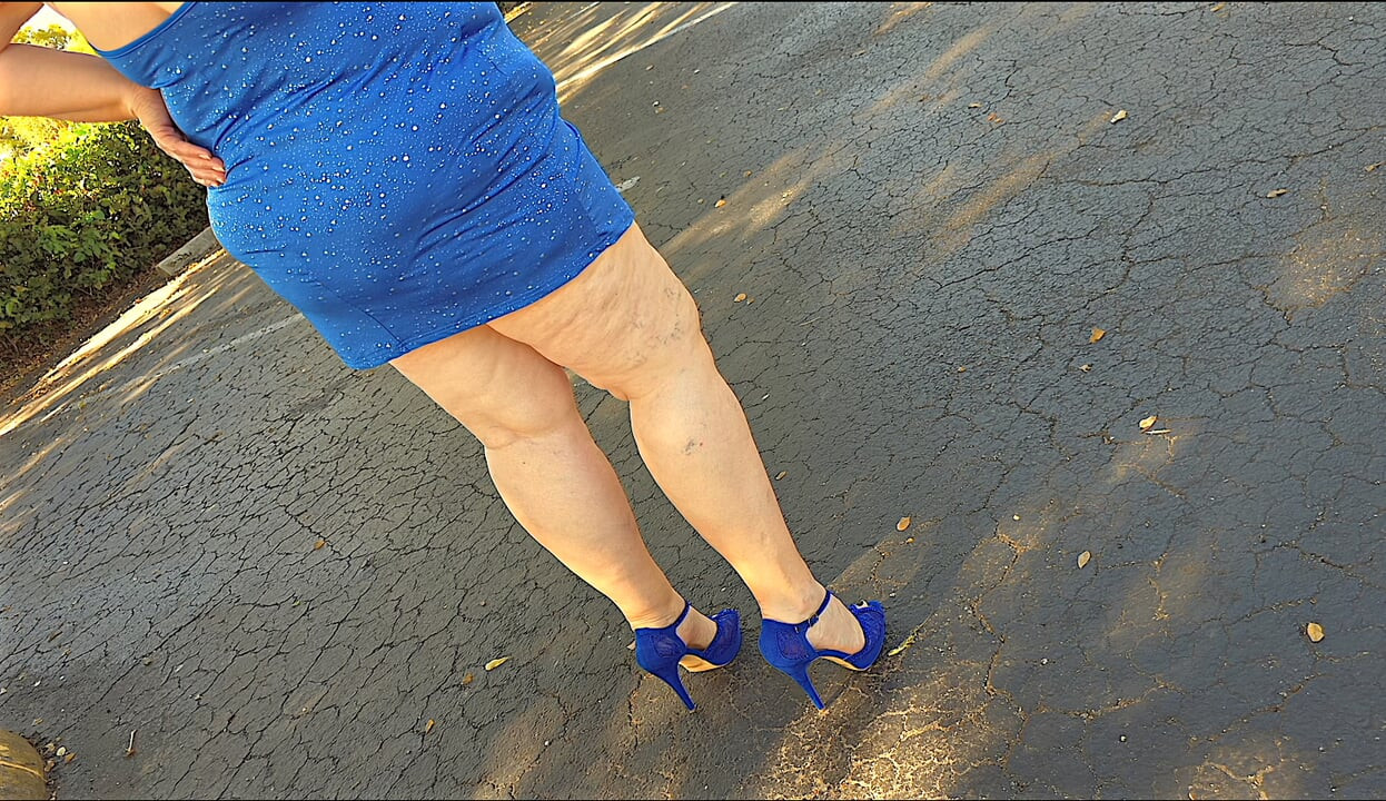 Big fat slutty wife secretly showing off her body outdoor on camera in public parking lot with strangers in cars driving by