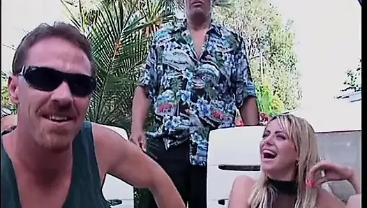 Hot blonde slut gets fucked hard from behind