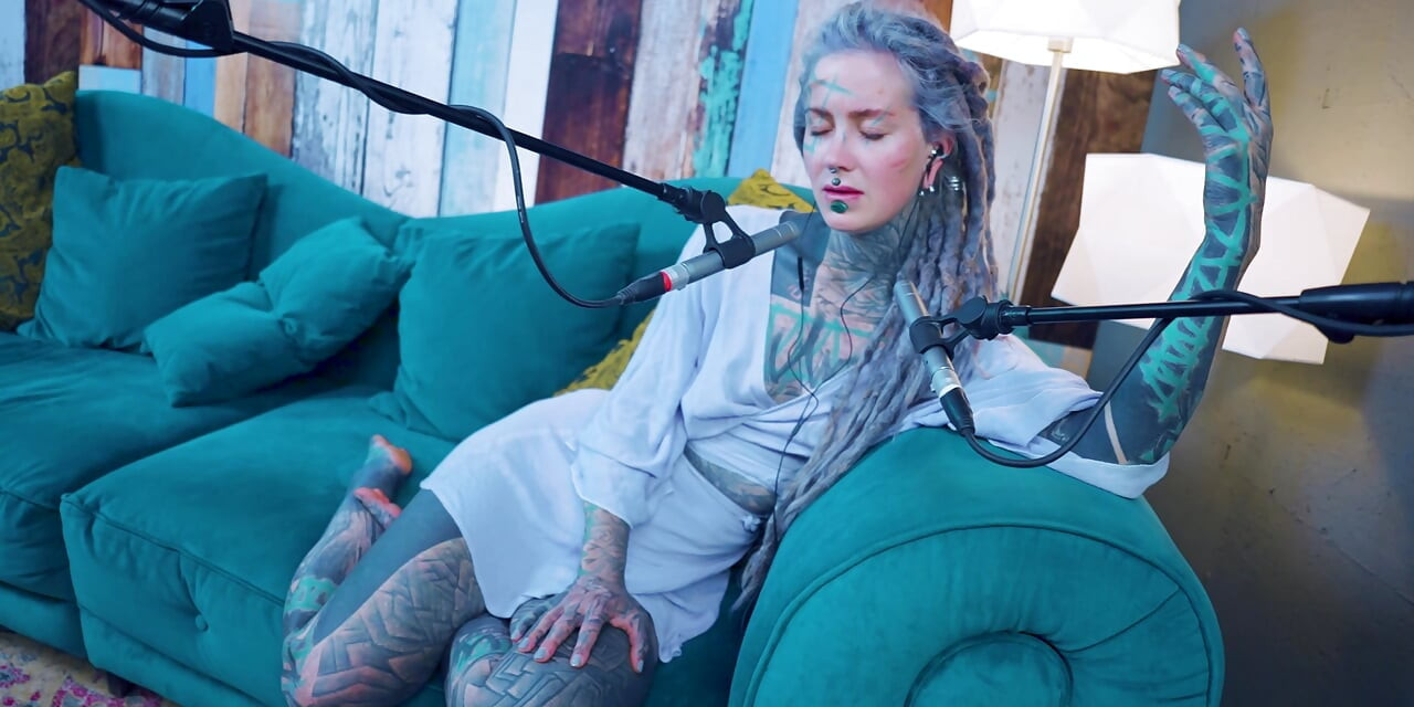 I talk about G - Grattitude- ASMR podcast SFW talking goth skinny girl dreadlocks tattoo model inked girl