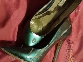 Lots of cum for wife's heels