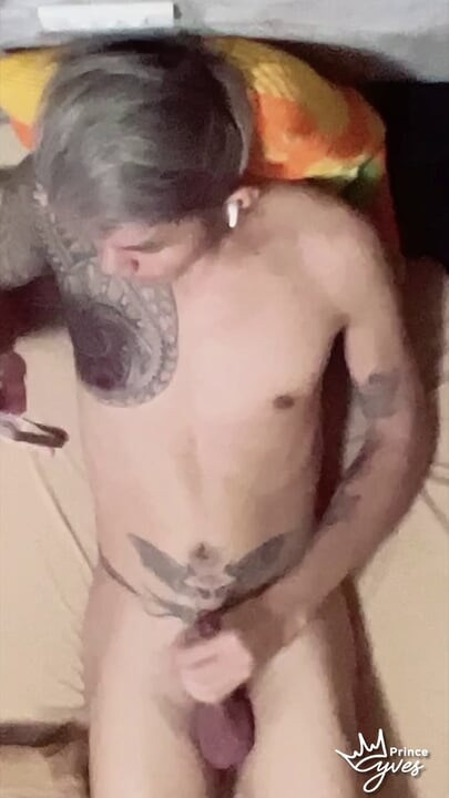 ASIAN INKED BOY JERKING OFF AND CUMMING
