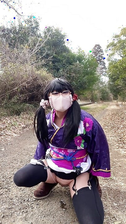 No.112 the Phantom Kimono Beauty Appearing in the Winter Countryside a Crossdresser Walks Through the Sunlit Glade Part 2