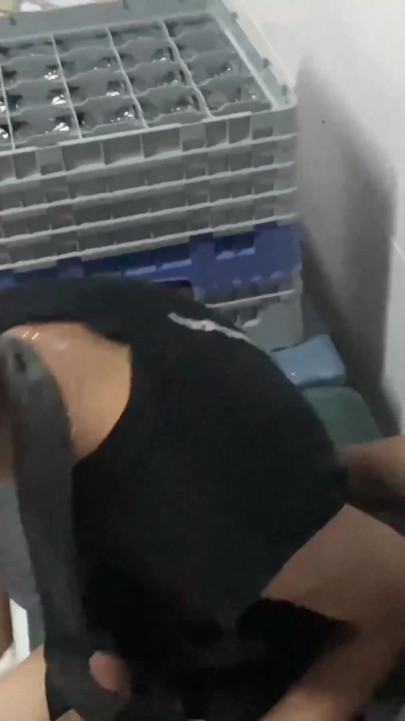 Submissive Latino in BDSM Cross Bondage, Ass Eating & Public Hotel Kitchen Sex | Clip 2