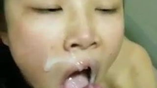 asian paying her debts with a BJ cumshot finish