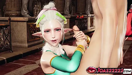 Hot Princess Ephildis 3D Hentai: Handjob Big Dick, Glory Hole Deepthroat, Footjob Stockings Cumshot