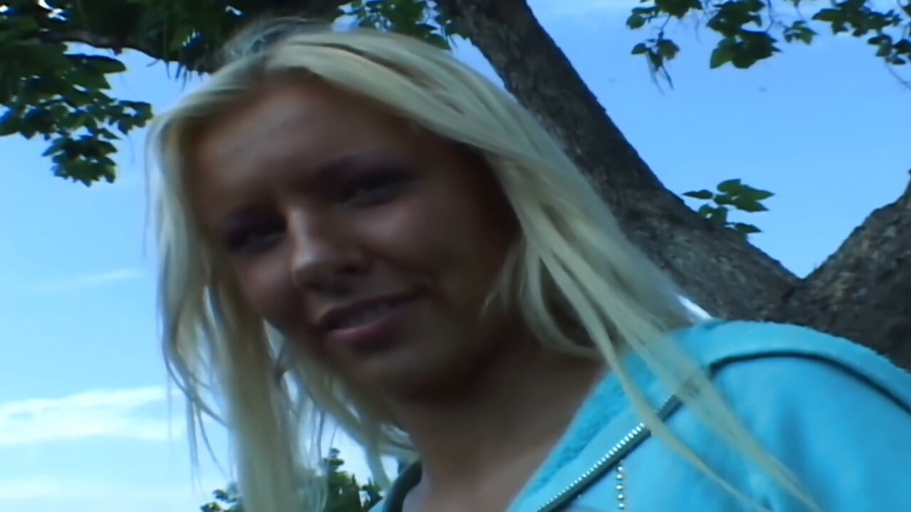 Tanned Blonde Picked up and Fucked on the Orange Couch