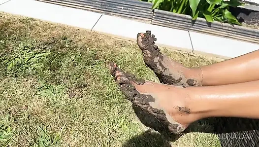 Muddy Feet JOI Ebony Bikini Brat Goddess Luna Law POV
