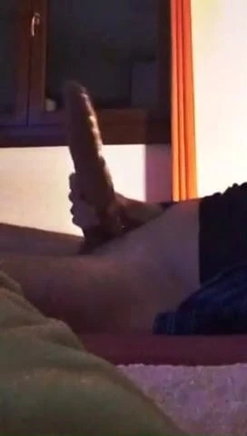 Jerking the monster cock