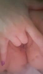 Cheating white wife finger fucks her shaved pussy