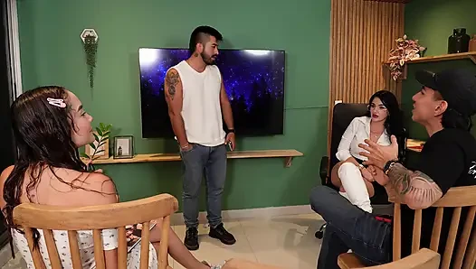 Horny MILF Teacher Fucks My Partner and Me in Principal's Office