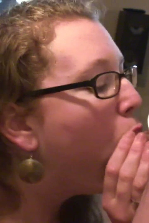 Girlfriend with glasses blowjob