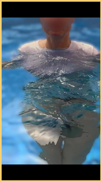 Wifey wet shirt in the pool with perfect braless tits