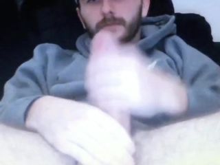 Hot young bearded guy edges huge hung big dick