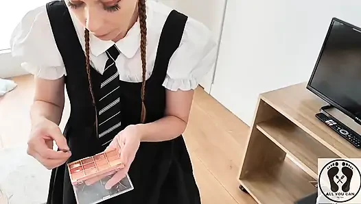Godess MILF in College Uniform Showering and Masturbates