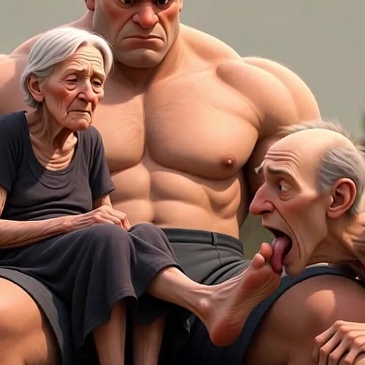 Pathetic Cuckold Licks His Wife's Toes While She's in Bull's Arms - Foot Worship Humiliation