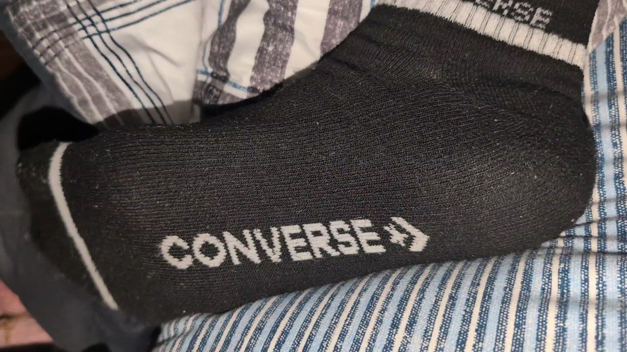 Showing My Sweaty Socked Foot In My Bed