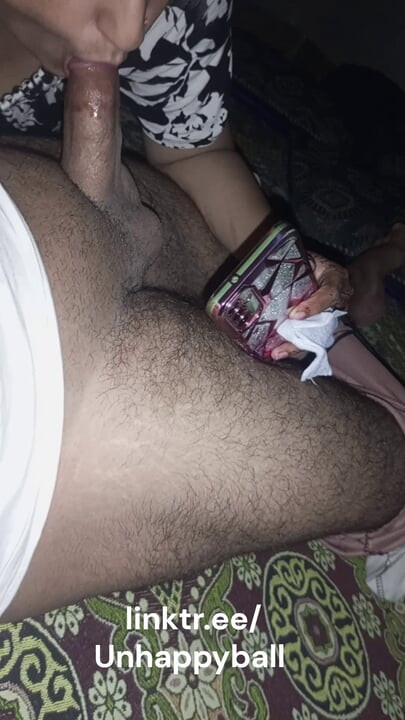 Sana give a blowjob in video call service