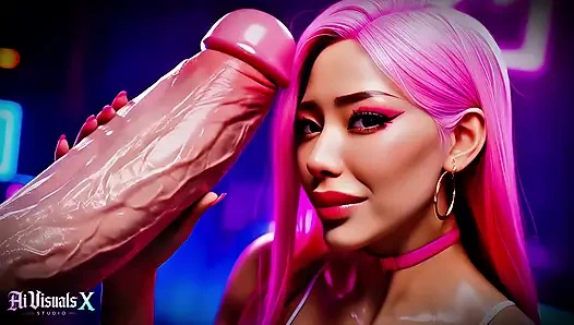 Asian - Thick Koreans - Titfuck & Blowjob Interracial Fucking - Animated Porn (ASMR Sound) (4K AI Generated)