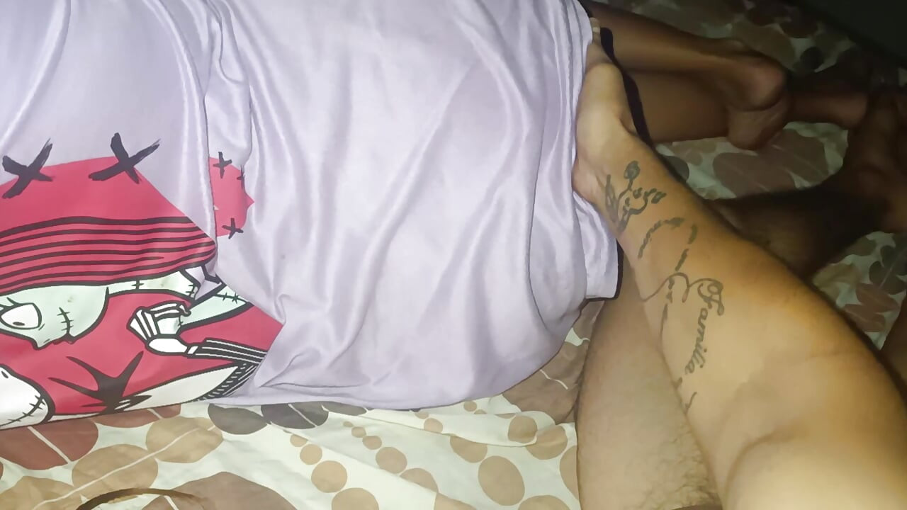 My stepson lay naked and I make him put his cock in me and fill my pussy with milk