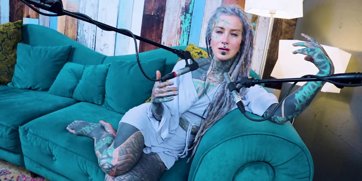 I talk about U - uncomfortable - ASMR podcast SFW talking goth skinny girl dreadlocks tattoo model inked girl