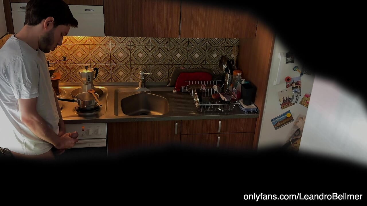 My step-grandpa caught me wanking in his kitchen!
