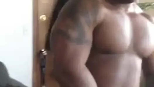 bodybuilder touching himself and cum