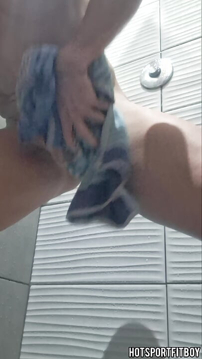 Public Shower Jerk Off – Fit Boy Strokes Big Hard Cock & Cums Hard! Risky Exhibitionist