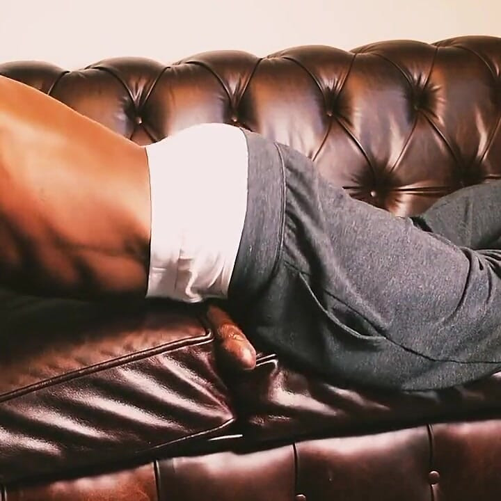 Masculine Man Masterbates Hard on Couch