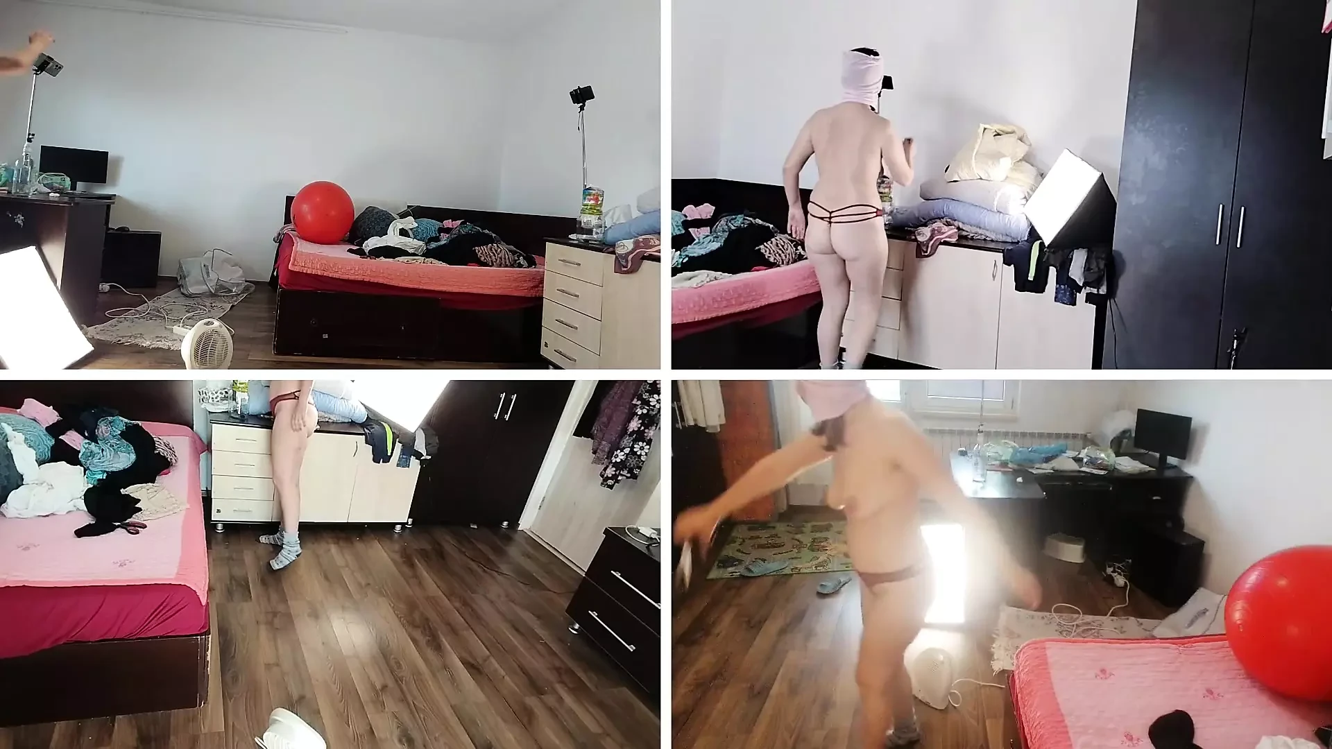 Amateur wife dances naked around the house.