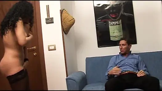 Hot young Brazilian chick with stunning ass seduces a mature man and gets ass fucked