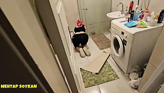 YOUNG BOY OLD CLEANING WOMAN