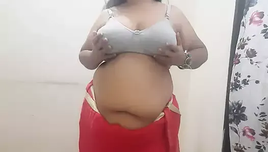 desi Indian naughty horny wife stripping out of saree part 1