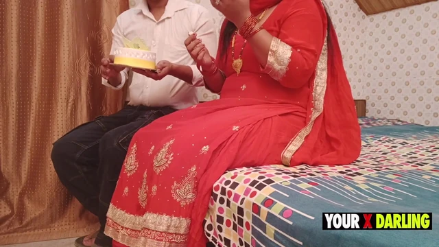 Stepmom cut the cake on her anniversary and fucked with her stepson on special day
