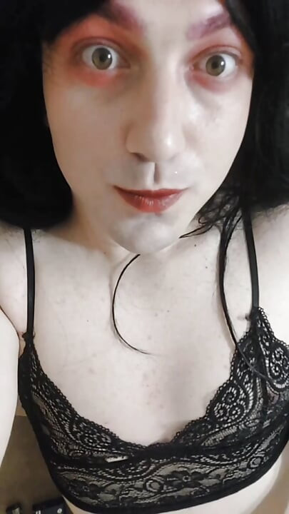 White Gothic Feminine Young Sissy Crossdresser