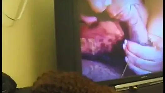 Black guy films himself while parking in the rear hot black girlfriend Sinsitv in red lingerie
