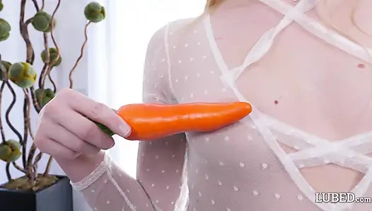 Naughty Easter Bunny Oils Up Carrots And Cock