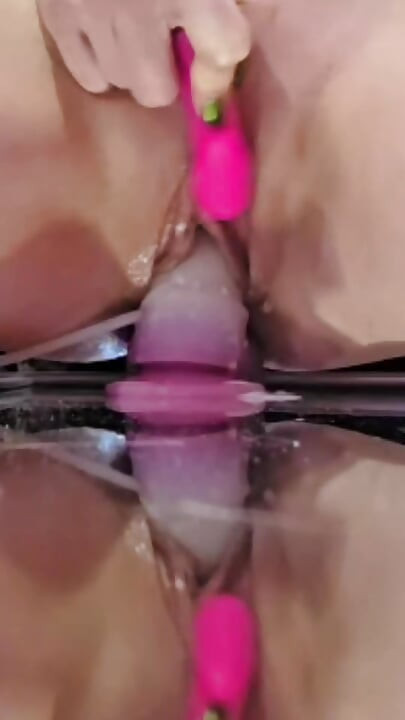 Dirty talking wife squirts three times on video call
