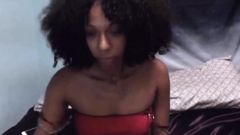 Curly black woman Mars May who loves to play with herself