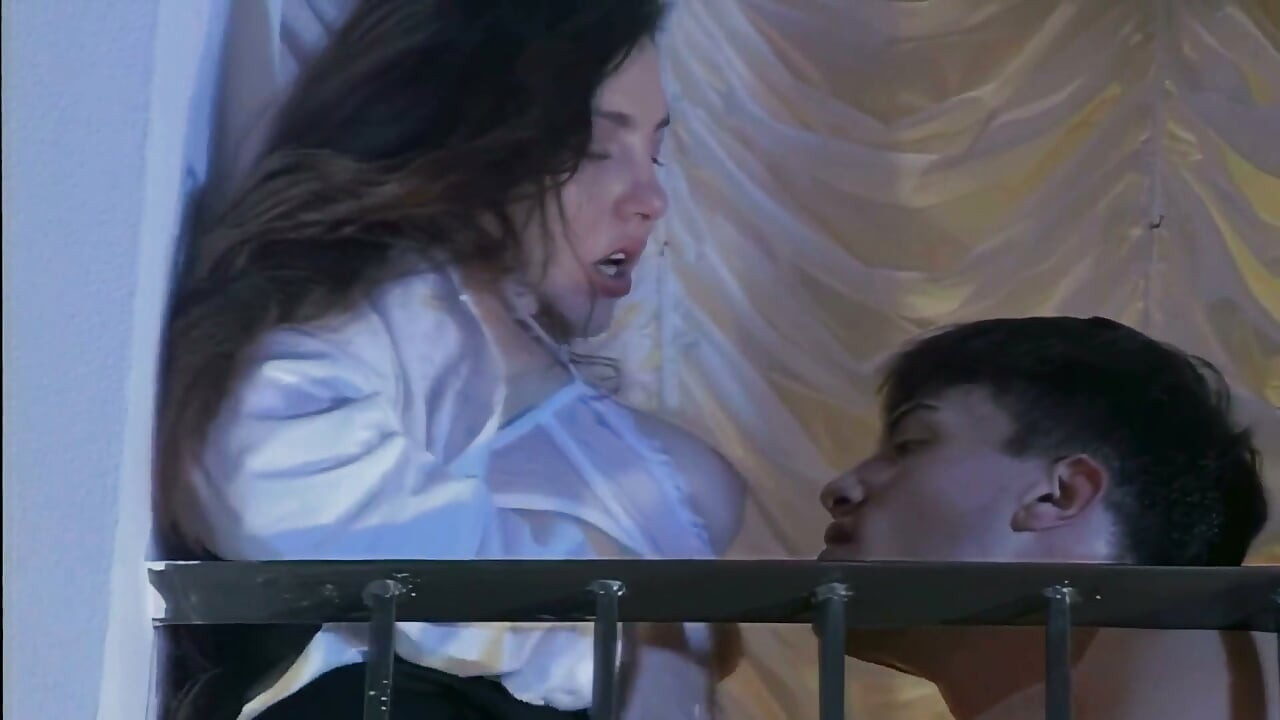 The Stepson Fucks His Girlfriend While They Watch His Stepmother Having Sex with Another Woman.
