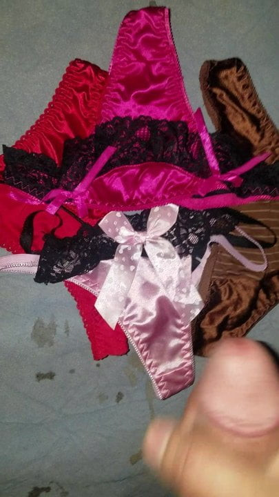 Cumming onto some satin thongs