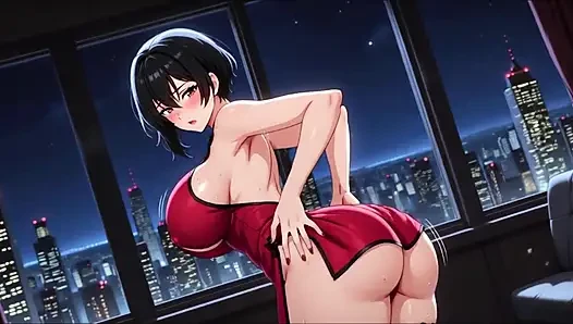 Ada wong dalam adegan seks pov yang menggoda dengan gaun merah ikonik sambil menggoda