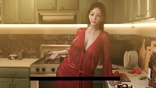 Ibu tiri Jepang goyangin pantat montoknya di dapur