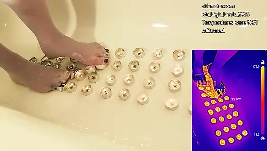 Wax running in bathtub with thermal imaging camera
